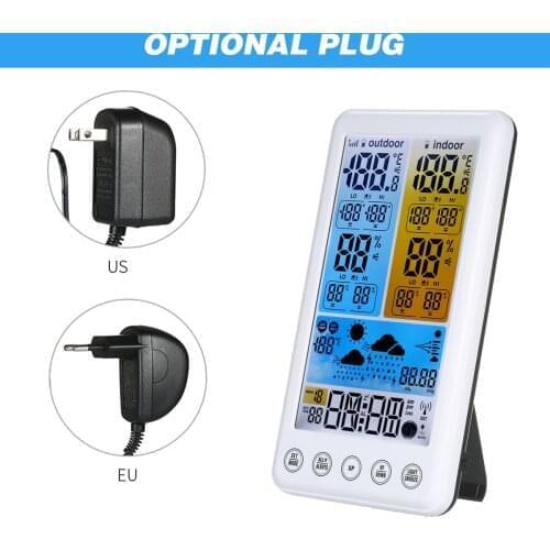 Wireless RCC Weather Station Weather Forecast Clock with Color LCD Screen Indoor Outdoor Thermometer Hygrometer Barometer