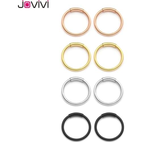 Jovivi Newest 20G 8mm 10mm Hinged Clicker Seamless Nose Hoop Rings Captive Ring Nose Ear Helix Cartilage Body Piercing Jewelry