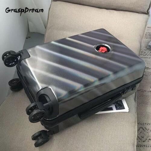 Skull 3D laser travel luggage dark black pure pc scratch-resistant matte material boarding black box brand fashion suitcase