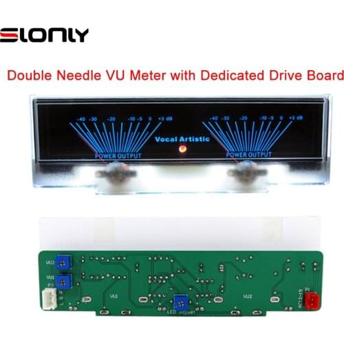 Double Pointer Needle VU Meter Head Tube Power Amplifier DB Meter Pre-amplifier Level Meter with Peak Lamp Hole & Driver Board