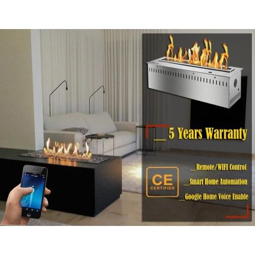 Inno-Fire 18 inch Long Remote control intellgent silver ethanol electric wall mounted fireplace
