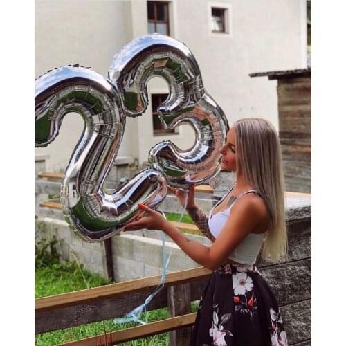16 32 40inch Rose Gold Silver Foil Number Balloons Large Digit Helium Birthday Balloons Kids Toys Figures Wedding Air Globos