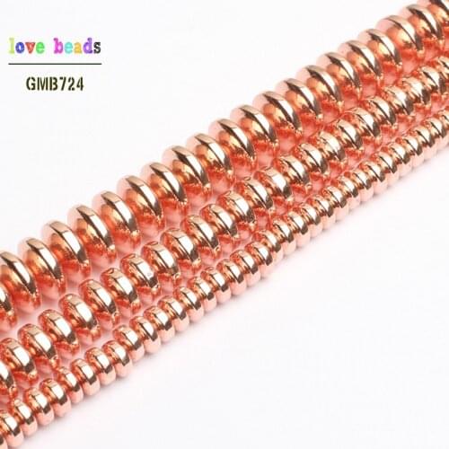 Rose Gold Plated Rondelles Hematite Beads Natural Stone Beads for Jewelry Making Spacer Beads Diy Jewelry 4mm 6mm 8mm