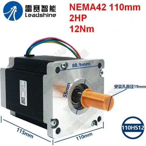 Leadshine NEMA42 12Nm 1710Oz.in 110mm 110 2PH 110HS12 6A 4-Lead 19mm Hybrid Stepper Motor Match DM2282 DMA1182 For CNC Router