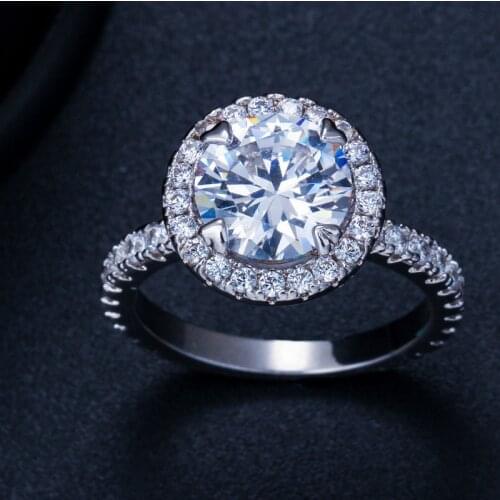 Micro Set Round AAA Cubic Zirconia Ring S925 Silver Cross Platinum Rose Gold Ring for Women Bridal Party Jewellery