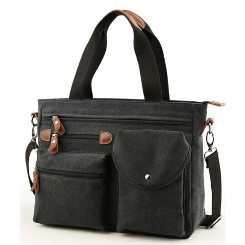 Men Canvas Multi-functional Briefcase Business Handbag Dual-purpose Notebook Bag Male Hand pack Bag Satchel Shoulder Bag N0604