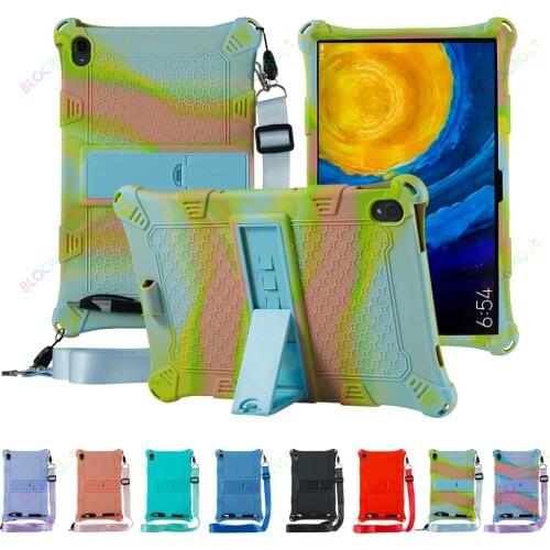 Soft Silicone tablet Case for Lenovo2020 11",with Shoulder Strap Non-toxic Anti-Slip Full Body Protective Adjustable Stand Cover