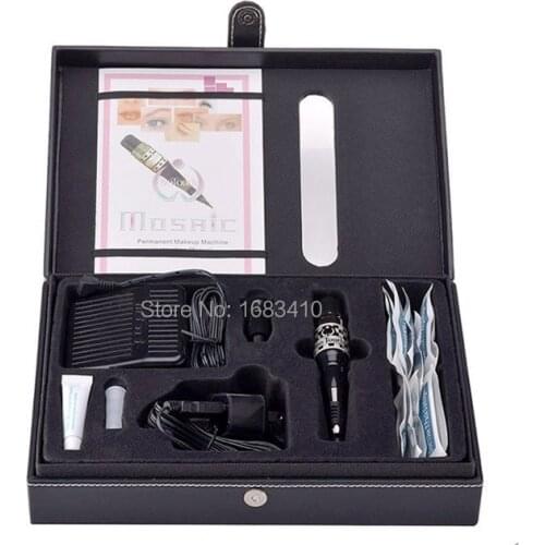 Free shipping Professional permanent makeup kits with Foot Pedal Mosaic rotary tattoo machine gun For Eyebrow Lip MakeUp