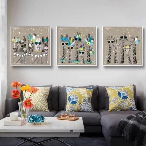 Wall Decor Zoo Animal Art Cats Deer Canvas Painting on The Wall Art Posters Prints Wall Picture for Kids Room Home Wall Cuadros