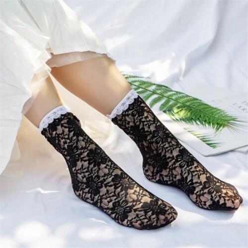 Sexy Lace Socks 1 Pair Retro Floral Soft Cute Short Socks Womens New Japanese Korean Breathable Thin Creative Casual Sock
