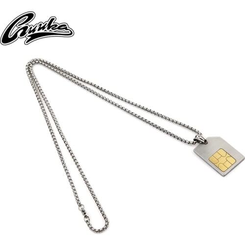 GUUKA Chaopai SIM phone card titanium steel necklace Zhou Jiuliang with hip hop personality fun pendant
