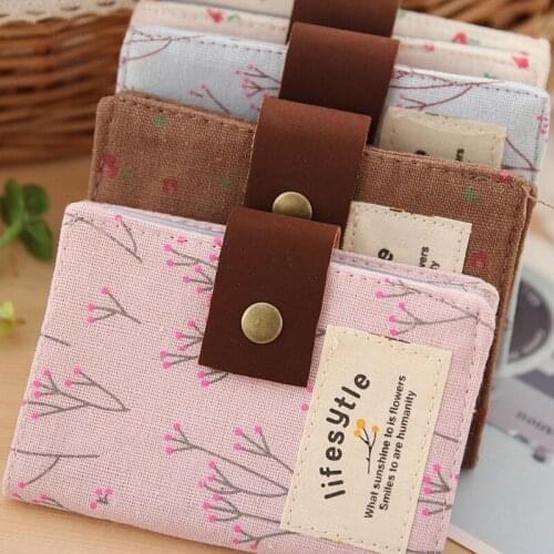 Pastoral Floral Canvas Card Bag Casual Multi-Card Bag 20 Card Holder Card Bag