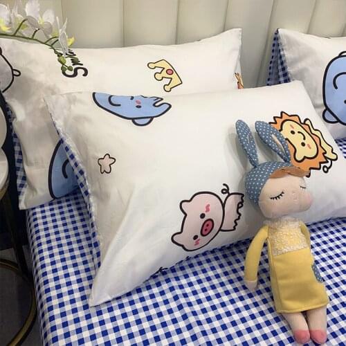Full Cotton Pillowcase Cotton Pillow Case Double Single Cute Student Dorm Pillowcase 48x74cm One-Pair Package