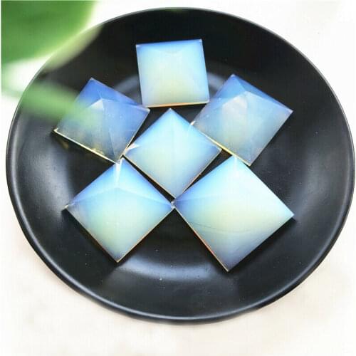 Natural White Opal Stone Pyramid Crystal Energy Point Meditation Wand Decoration Natural Stones and Minerals