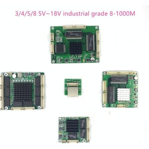 Industrial Ethernet Switch Module 3/4/5/8 Ports Unmanaged10/100/1000mbps board OEM Auto-sensing Ports board 5V12V18V Motherboard