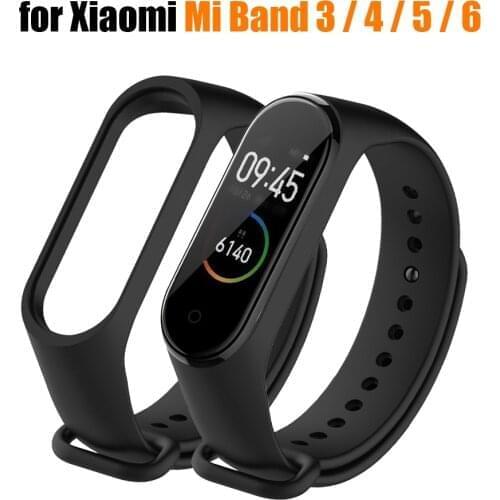 For Xiaomi Mi Band 3 / 4 Silicone Strap Black Solid Color Bracelet Watchbands Smart Watches Bands xaomi xiomi xiami band3 band4