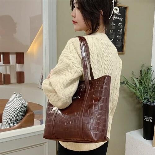 Bags 2021 Womens Brand Shoulder Bags Alligator Ladies Leather Bags Casual zipper Female Purses and Luxury Handbags Shopper Tote