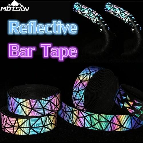 MOTSUV Bike Handlebar Tape Light Reflective Dazzle Noctilucent Anti-slip PU EVA Handlebar Strap Road Bicycle Hand Bar Grip Tapes