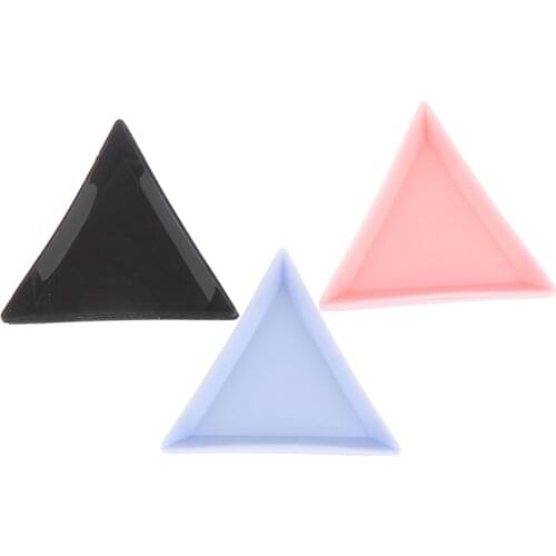 Plastic Triangle Nail Tray Nail Art Rhinestone Bead Crystal Sorting Storage Plate Manicure Tools Accessory 5pcs