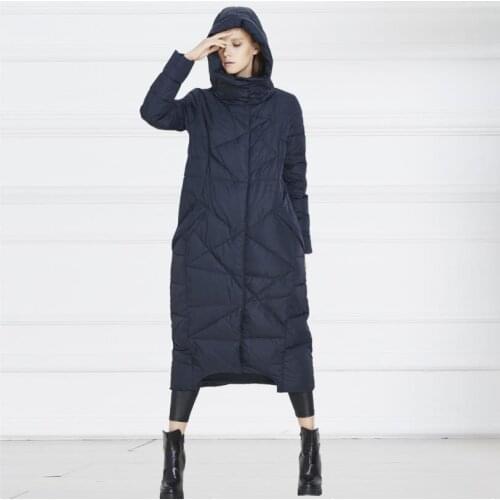 High-quality European and American big long thicker down jacket women genuine female cold winter coat big yards wholesale w846