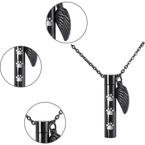 Cremation Jewellery Urn Pendant Keepsake Memorial Necklace Locket Angel Wing Minimalist Commemorative Gift B03B