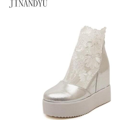Platform Boots Wedges Shoes for Women Fashion Lace Hollow Sneakers Breathable Sports Female Platforms High Top Sneakers Femme