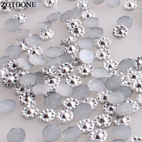 ZOTOONE sliver Flatback Non Hotfix 3D Nails Rhinestones For Beauty DIY Designs Crystal Strass Applique Glue On Rhinestone E