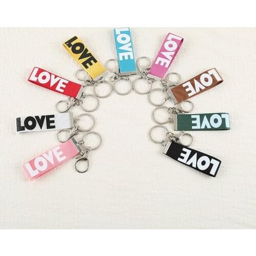 1PCS Fashion New letter ribbon key ring pendant Keychain Jewelry YS-320
