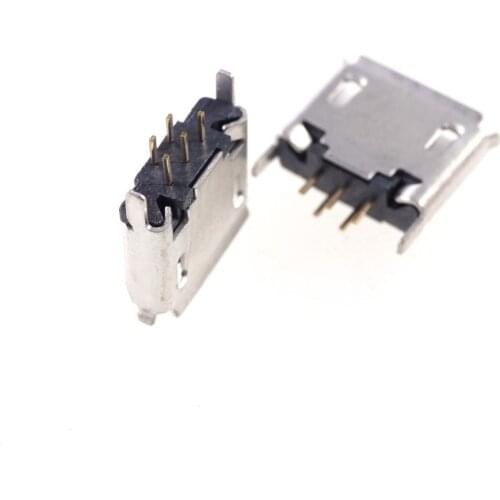 100pcs Micro USB 2.0 Connector B Type 5pin 180 Degree Straight Through Hole Female receptacle