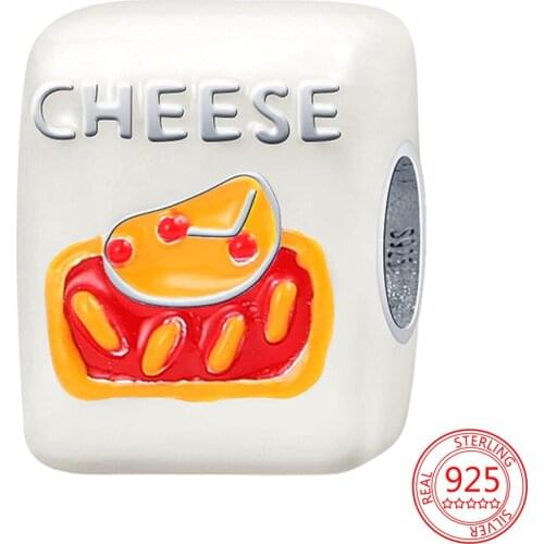 100% 925 Sterling Silver Women Fashion Charm Original Cartoons Cheese Beads Pendant Fit Pandora Diy Bracelet&Bangle Jewelry Gift