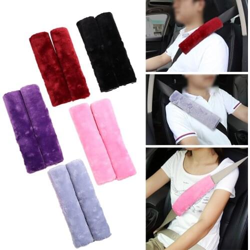 2Pcs/set Car Seat Belt Cover Soft Plush Shoulder Pad Comfortable Driving Universal Automobiles Seatbelt Shoulder Strap Case