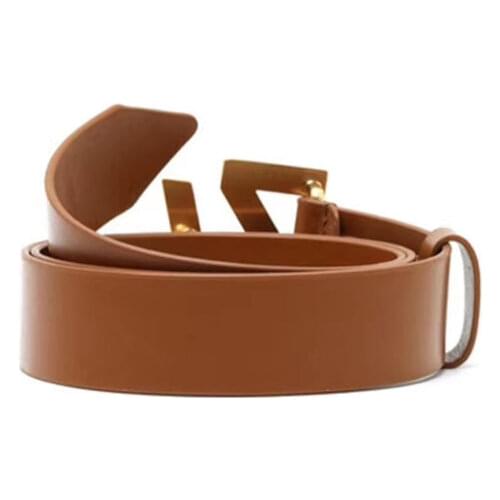 2020 Brown Gold Belt Buckle Cowhide Belt