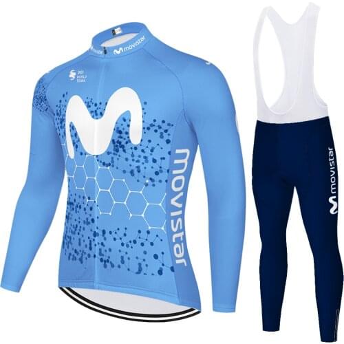 2020 movistar cycling jersey set men summer spring quick dry Outdoor 20D Riding Bike suit long sleeve bicycle clothing men