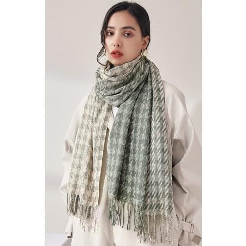 2021 New Brand Thick Cashmere Women Scarf Winter Warm Pashmina Lady Shawls Wraps Striped Print Blanket Scarves Female