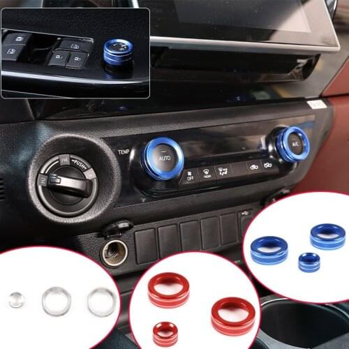 Aluminum Alloy 3 Pcs Car Rearview Mirror Adjustment Knob Cover And Volume Knob Cover Auto parts Interior For Toyota Hilux 17-20