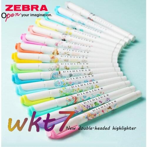 5pcs Imported Japanese Zebra WKT7 Limited Cartoon Comic Character Student with Fluorescent Marker Pen