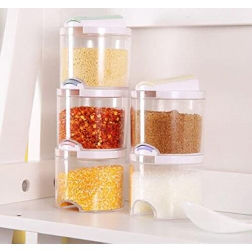 5 Pieces / Set Creative Transparent Stackable Seasoning Jar Kitchen Sugar Salt Pepper Spice Rack Set