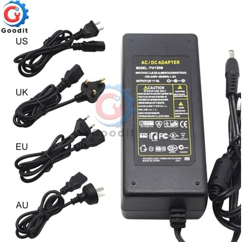 AC 100-240V to DC 12V 5A Power Supply Adapter DC 2.1mm x 5.5mm Plug Power Supply for LED Strip Flexible Lights US/EU/AU/UK Plug