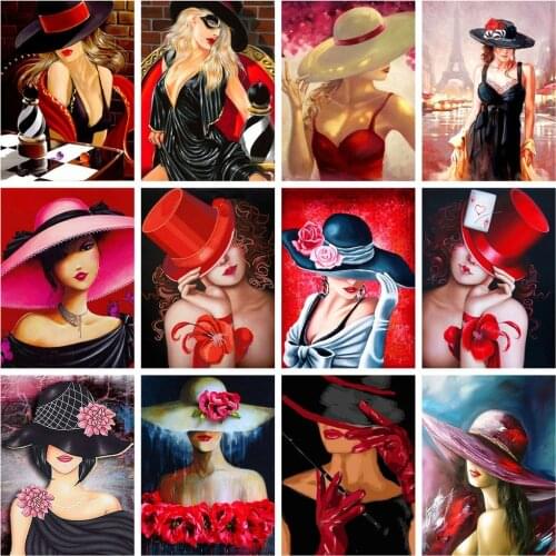 Huacan Diamond Painting Full Square Woman 5D Diamond Mosaic Embroidery Portrait Modular Pictures Handicraft Decoration For Home