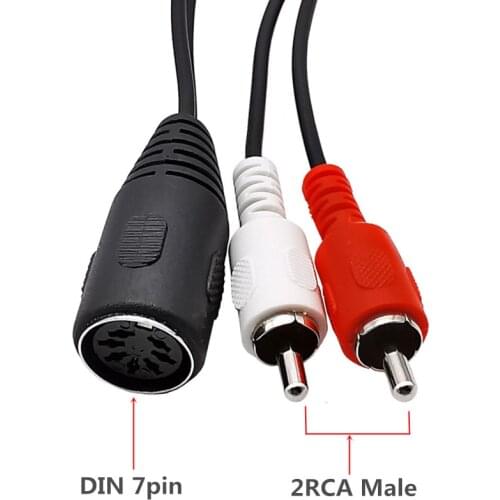 MIDI 7-Pin DIN Cable Female to 2RCA Male Plug Audio Cable 1.5m DIN 7pin to 2xRCA Male Cord 0.5m 1m 1.5m