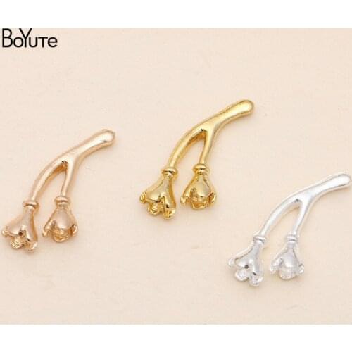 BoYuTe (100 Pieces/Lot) 9.5*21MM Metal Alloy Flower Branch DIY Jewelry Accessories Hair Accessories Hand Made Materials