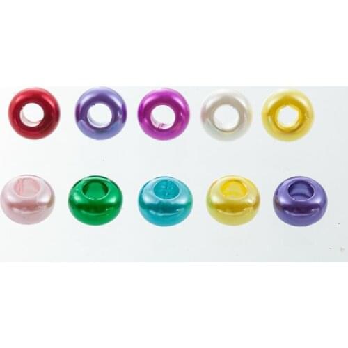 2019 Mixed ABS Imitation Pearl Beads Round Flat Beads Big Hole size 4.5mm Necklace Jewelry Making Craft DIY 12*12*7mm 50pcs /lot