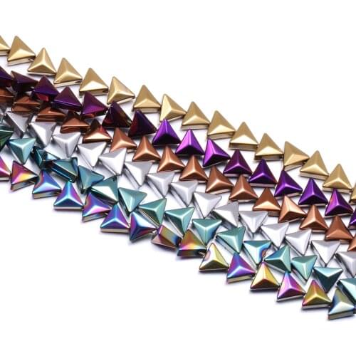Natural Stone Beads Triangle Shape Plating Hematite Loose Spacer Beaded for Jewelry Making DIY Necklace Bracelet Accessories
