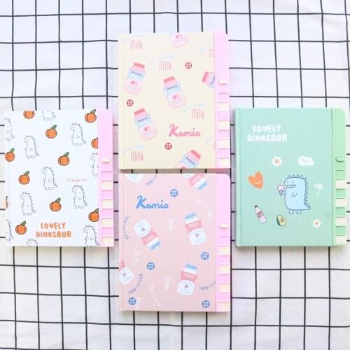 Domikee 2020 new cute kawaii cartoon school student colored diary with password lock candy kids dinosaur notebook stationery A5
