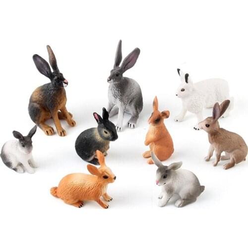 Simulated Zoo Action Figures Rabbit Models for Children Kids Cute Mini Bunny Animals Figurine Educational Toys Gifts Home Decor