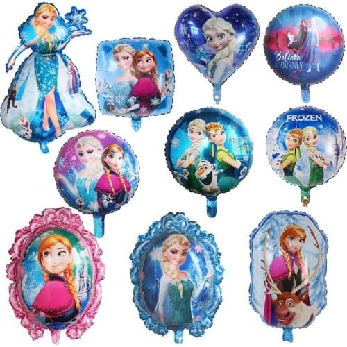 1pc Elsa Anna Disney Frozen Princess Foil Helium Balloons Baby Girl Air Globos Birthday Theme Party Decorations Kids Toys Ball