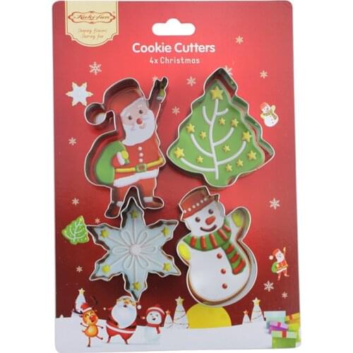 Christmas Stainless Steel Biscuit Mold Snowman Snowflake Christmas Tree Set Christmas Biscuit Cake Baking Mold