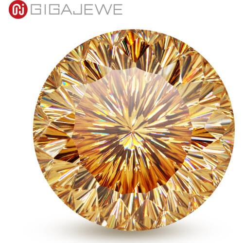 GIGAJEWE Customized Round Angle Cut Golden Color VVS1 Moissanite Loose Diamond Test Passed Gemstone For Jewelry Making