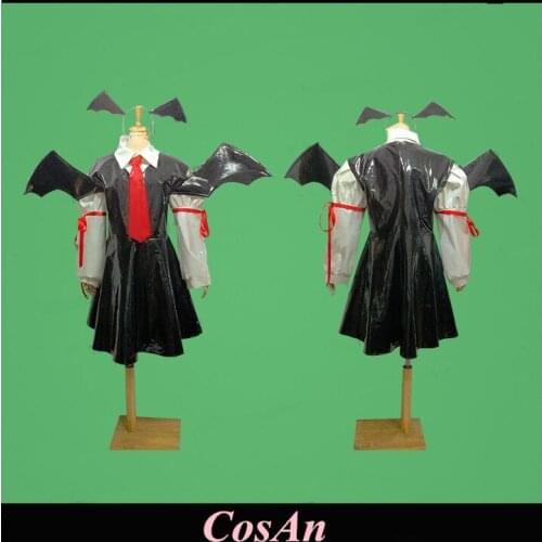 Game Touhou Project Little Devil Koakuma Cosplay Costume Black Patent Leather Formal Dress Unisex Role Play Clothing Custom-Make