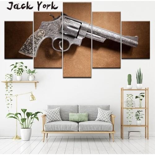 Canvas Painting smith and Wesson guns 5 Pieces Wall Art Painting Modular Wallpapers Poster Print for living room Home Decor